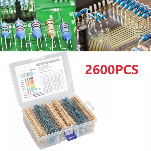 2600pcs Resistor Kit PTC UHF 0.25W Resistors Assorted Pack Kit with Storage Box
