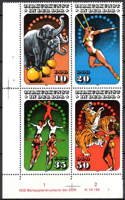 DDR 1985 Mi.Nr. 2983-2986 ** postfrisch Eckrand mit DV Druckvermerk FN 1