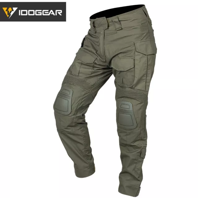 IDOGEAR G3 Combat Pants w/ Knee Pads Airsoft Tactical Trousers Ranger Green Gear