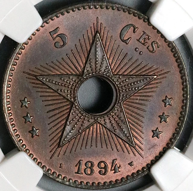 1894 NGC MS 65 Belgian Congo 5 Centimes Free State Coin POP 1/0 (23032102C)