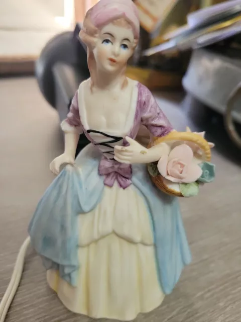 Porcelain Lighted Figure Victorian Lady 6"