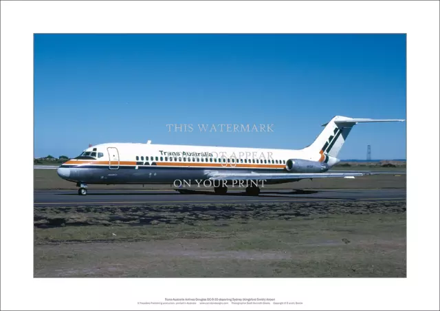 TAA Douglas DC-9-31 A2 Art Print – 1980s Livery Sydney – 59 x 42 cm Poster