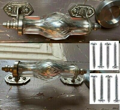 Pair 2 Mercury Glass Vintage Handle India Boho Mughal Back Plate Satin Silver