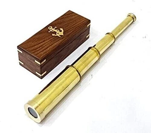 Nautical Brass Spyglass Telescope with Rosewood Box 15" Brass Telescope Rustic