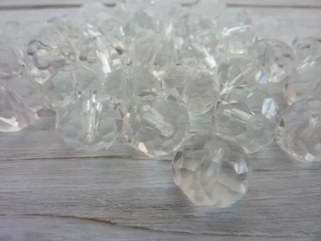 30pcs Clear Faceted Crystal Cut Abacus Glass Beads 14mm x 10mm