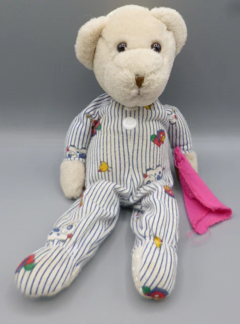 VINTAGE LITTLE SNOOZEMS Small Teddy Bear Striped Farm Pyjamas Soft