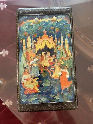 russian lacquered box Hand Painted Садко 12x 6.5 X 2