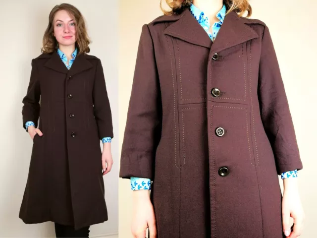 Wool Brown 1960s Mod Coat | Size XS-S | Japanese Mod Coat | Wool Vintage Coat