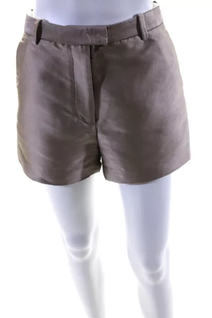 3.1 Phillip Lim Womens Zipper Fly High Rise Satin Short Shorts Beige Size XS