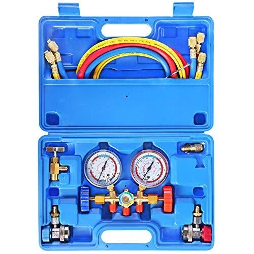 3 Way AC Manifold Gauge Set, HVAC Diagnostic Charging Tool for Auto Household