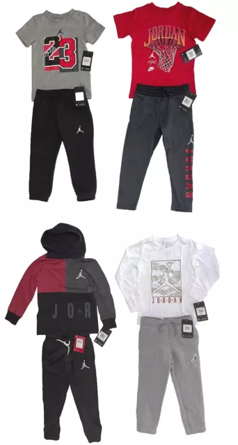 Air Jordan Young Boys 2-PC Jogger Sets w/Long or Short Sleeve T-shirts; Sz 4-7