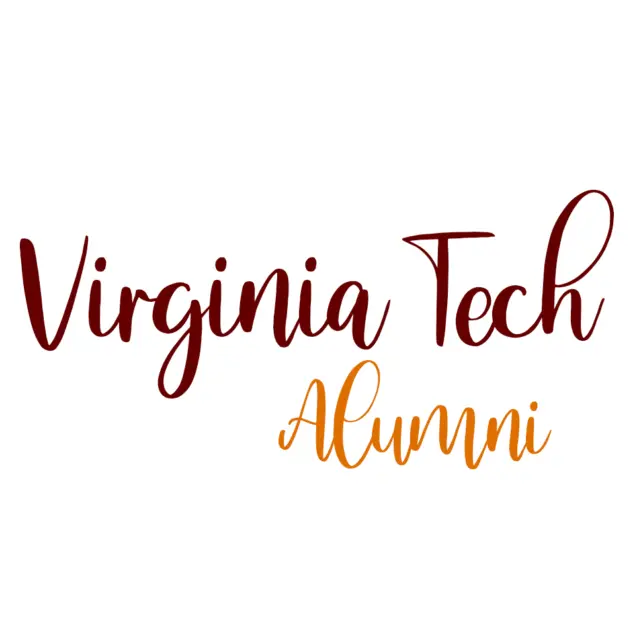 Virginia Tech Alumni Cursive Burgundy and Orange - Custom Vinyl Die Cut Decal