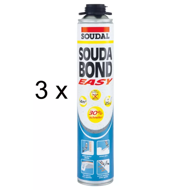 SOUDAL Soudabond Easy / Dämmstoffkleber / Kleber / Klebeschaum /  SET 3 x 800 ml