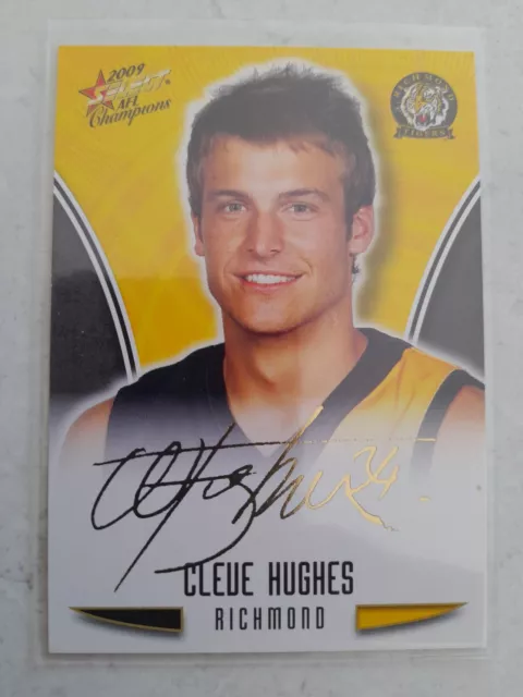 2009 afl select signature card richmond cleve hughes