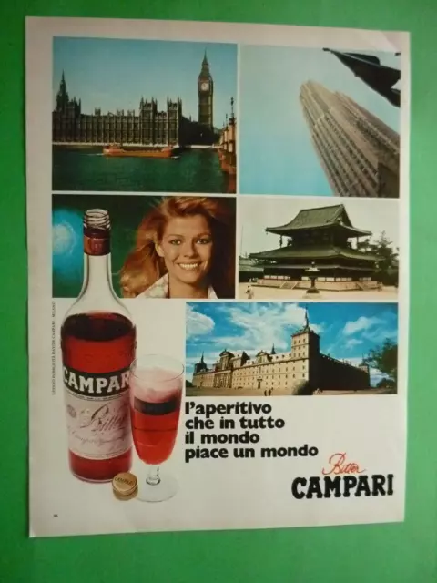 Bitter Campari L'Aperitivo That Piace A World 1970 Advertising 1 Page Original