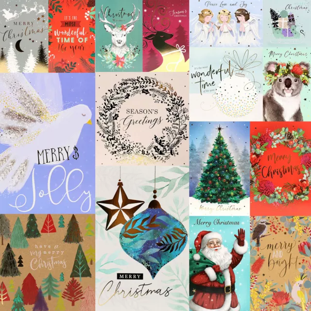 10x Charity Christmas Greeting Cards & Envelopes Boxed Glitter Foil Xmas Gift