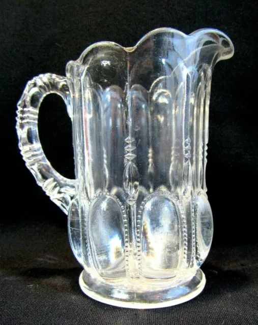 Antique Vintage Glass Beaded Panels Syrup Pitcher Heisey? Creamer~Sauce 4" EAPG