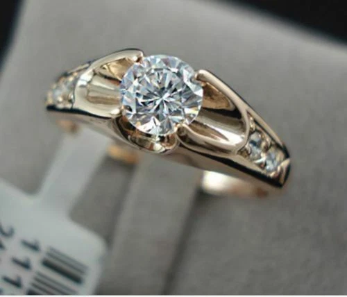 14K Rosegold 0.70 Karat Runde Künstlicher Diamant Cvd Hochzeit Ringgröße 5.5 6 7