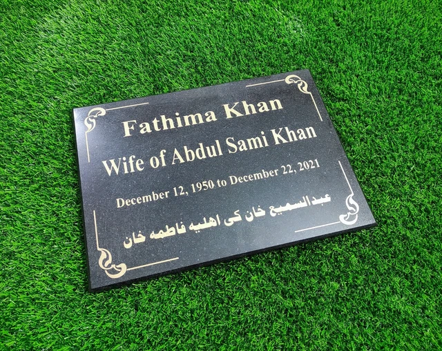 Engraved Black Granite Memorial Grave Marker Headstone Graveyard Plaque Urdu