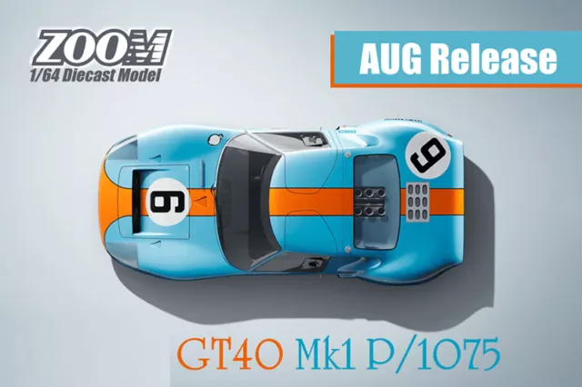 Zoom 1:64 Ford GT40 MK1 Le Mans 24 Hours Winner Model Car-Gulf No.6 & 9 Coating