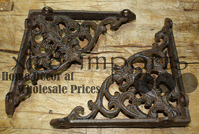 2 Cast Iron Antique Victorian Style Brackets, Garden Braces Shelf Bracket 2
