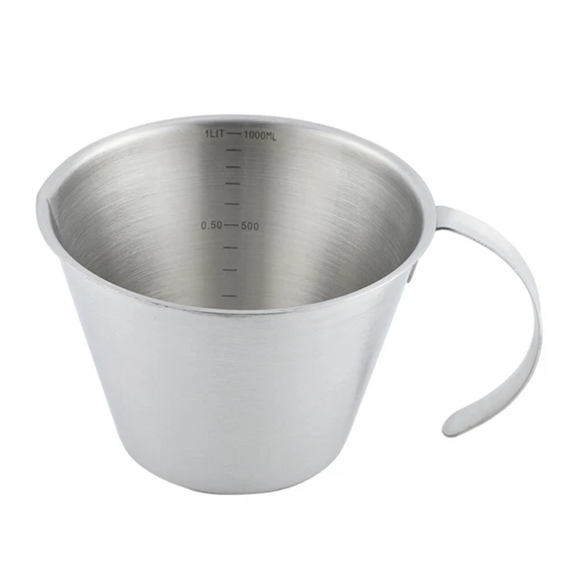 Liquid Measurement Cup Stainless Steel Measuring Cup Clear Coffee Mug Creamer