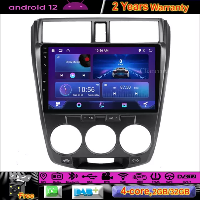 9"Android 12 Autoradio Carplay GPS SAT Navi DAB Stereo For Honda City 2008-2013