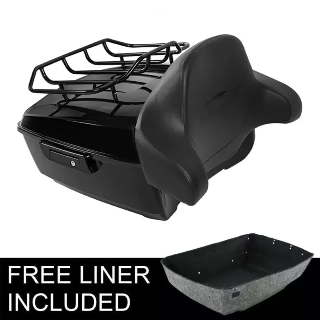 13.7" King Pack Trunk Backrest Black Rack Fit For Harley Tour Pak Touring 14-up
