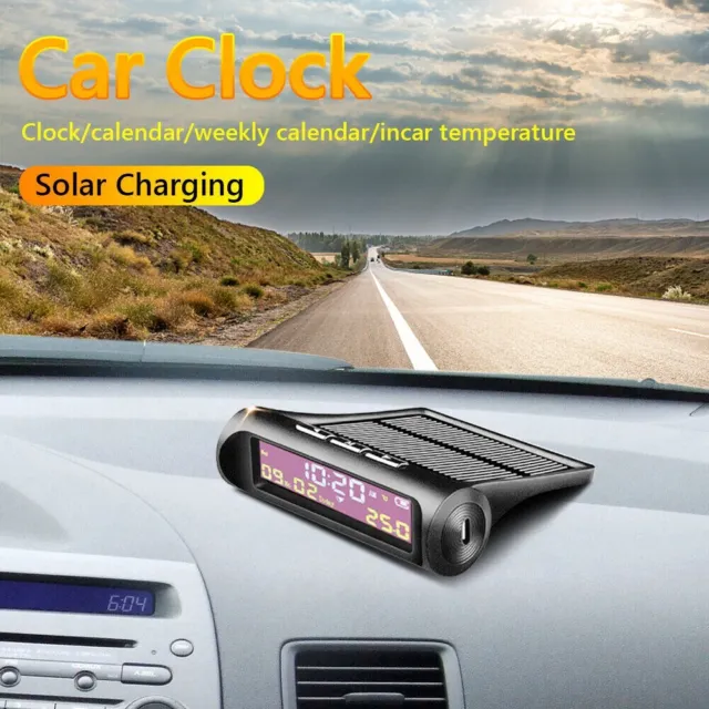 AN01 RDKS Look Solar Autouhr eingebaute Uhr Auto Ein/Aus Temperaturmesswerte