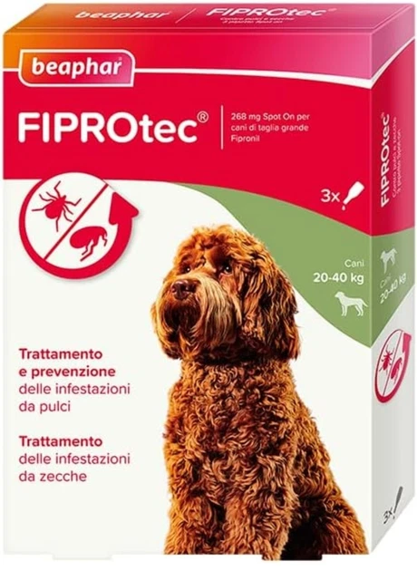 FIPROtec Antiparassitario per Cane Taglia Grande (20-40 Kg), Protegge da Pulci e
