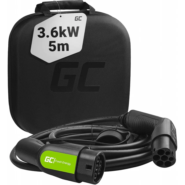 Câble GC EV Type 2 3.6kW 16A 5m Monophasé pour charge Véhicules Électriques EV
