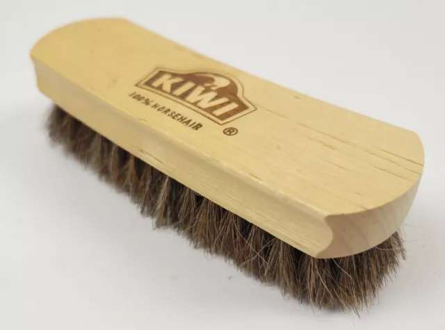 Shoe Shine Polish Brush 100% Horsehair Ergonomic Natural Wood Handle Kiwi