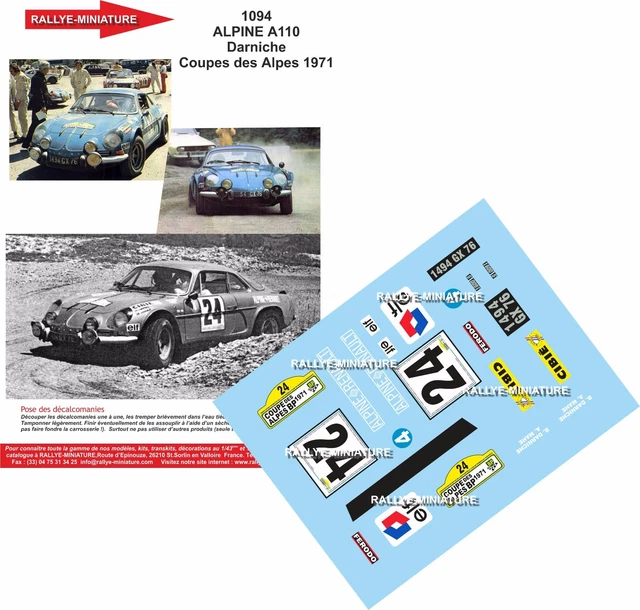 Décalcomanies 1/24 Alpine Renault A110 Darniche – Rallye D'Autriche 1973 – Neuf