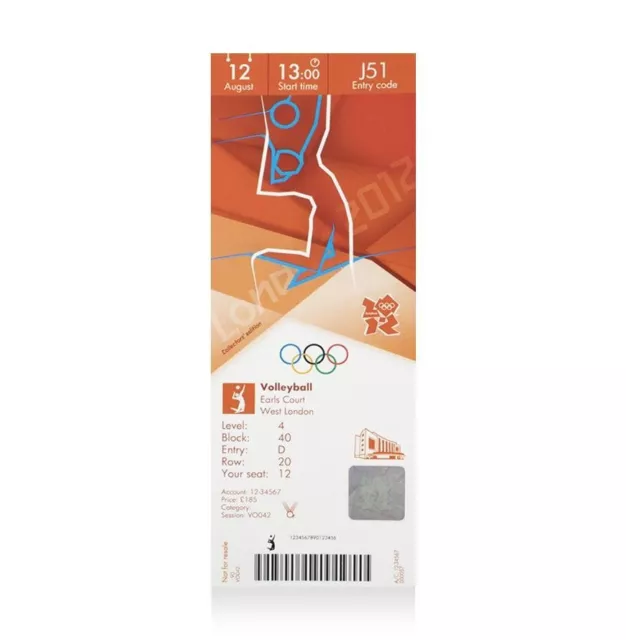 UNSIGNED London 2012 Olympics Ticket: Volleyball, August 12th Autograph