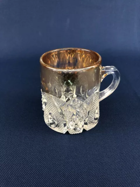 Antique clear pressed glass with gold cup BUCKLE WITH ENGLISH HOBNAIL c.1890s