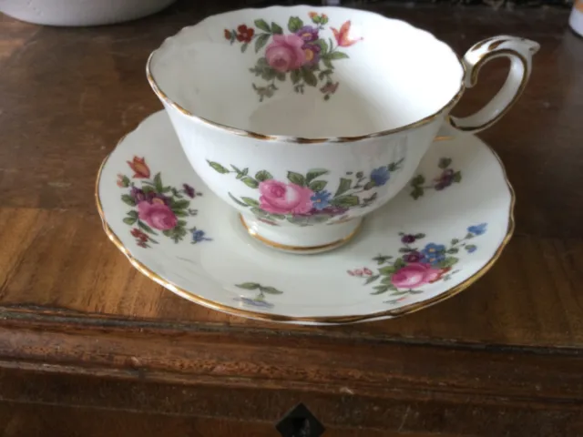Crown Staffordshire Vintage Beautiful Rose Fine Bone China Cup And Saucer