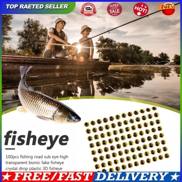 100pcs 3D Holographic Fishing Lure Eyes Fly Tying Bait Eye Tackle (Gold)