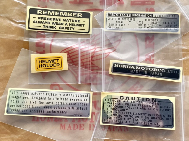 HONDA CT110 TRAIL Decal Sticker Mark Caution Set $13.00 - PicClick