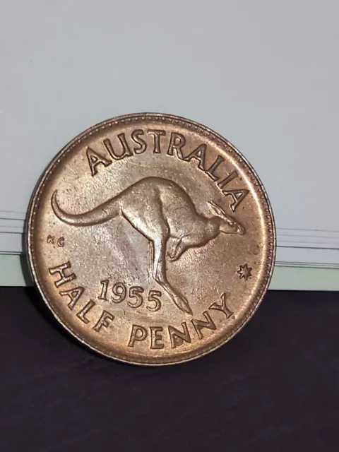Australian 1955 HALF PENNY CH  UNC
