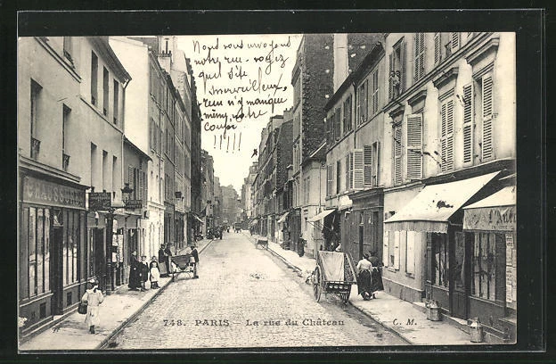 CPA Paris, La rue du Château, vue de la rue 1909