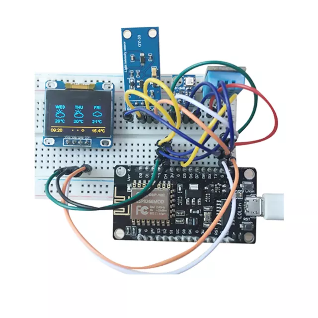 ESP8266 Weather Station Kit  0.96" OLED IIC Display Weather For Windows OS