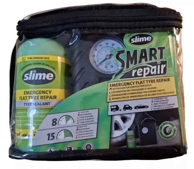 Slime Smart Emergency Flat Tyre Repair Puncture Air Compressor & Sealant Kit
