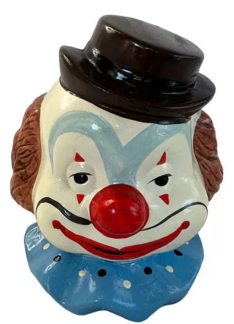 Clown Piggy Bank Ceramic Head Smiling Face Circus Creepy Hobbiest Vintage