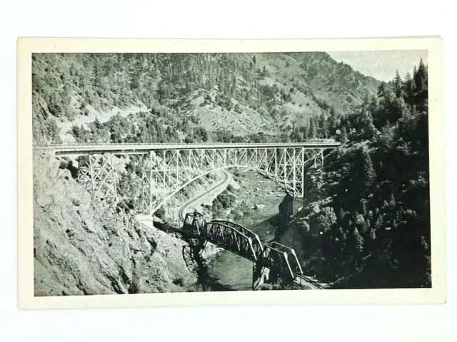 Vintage Postcard Steel Rails Old Trails Western Pacific Railroad River Canyon CA