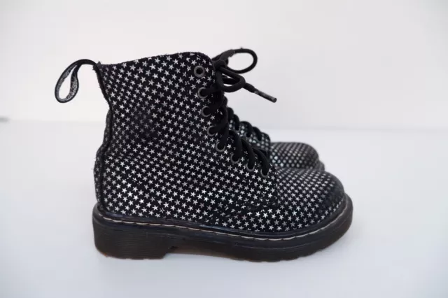 Stivali Pascal per bambini Dr Martens taglia UK 11 EU 29 pelle scamosciata nera argento stella
