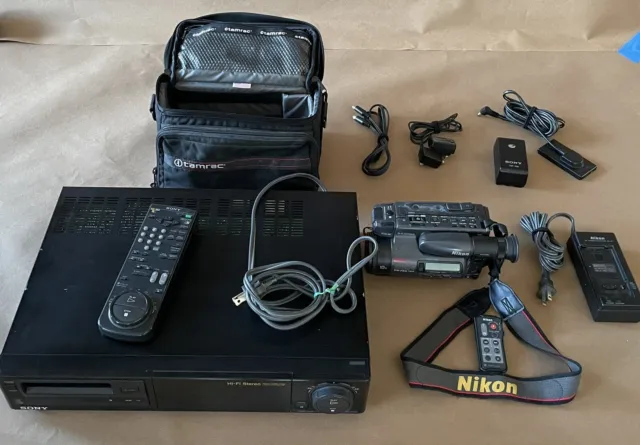 Hi8 8MM SET! SONY EV-S2000 Video Player & NIKON VN-750 Camcorder