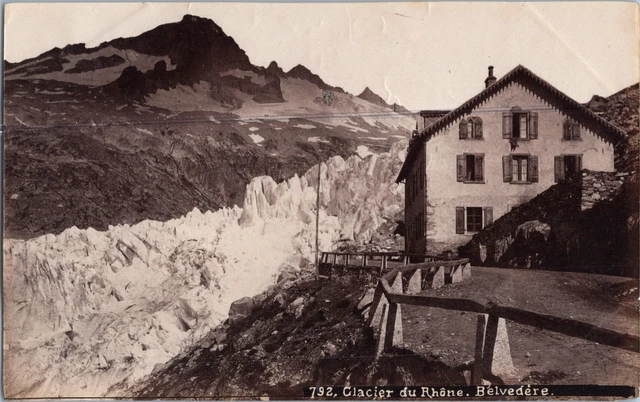 Tirage Vintage Suisse Glacier Du Rhône Circa 1895 - Vue Générale - Photo Ancienne 10x13 Cm