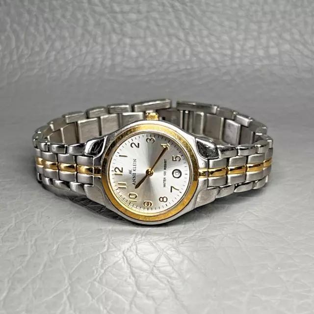 Anne Klein Watch Women Two Tone 6.75” Band Gold Silver 26mm Case Date