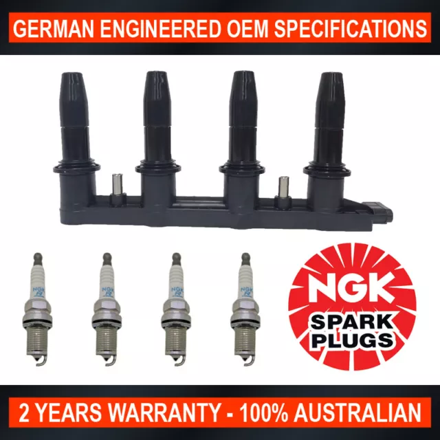 4x NGK Platinum Spark Plugs w/ Swan Ignition Coil Pack for Holden Cruze JH SRi