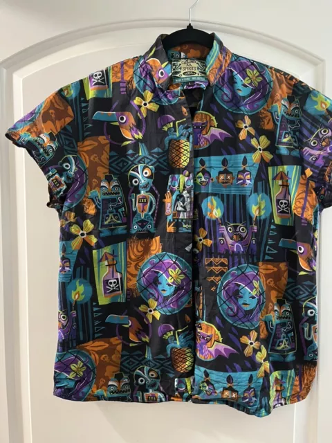 Jeff Granito Calling All Spirits Disney Haunted Mansion Hawaiian Tiki Shirt sz L